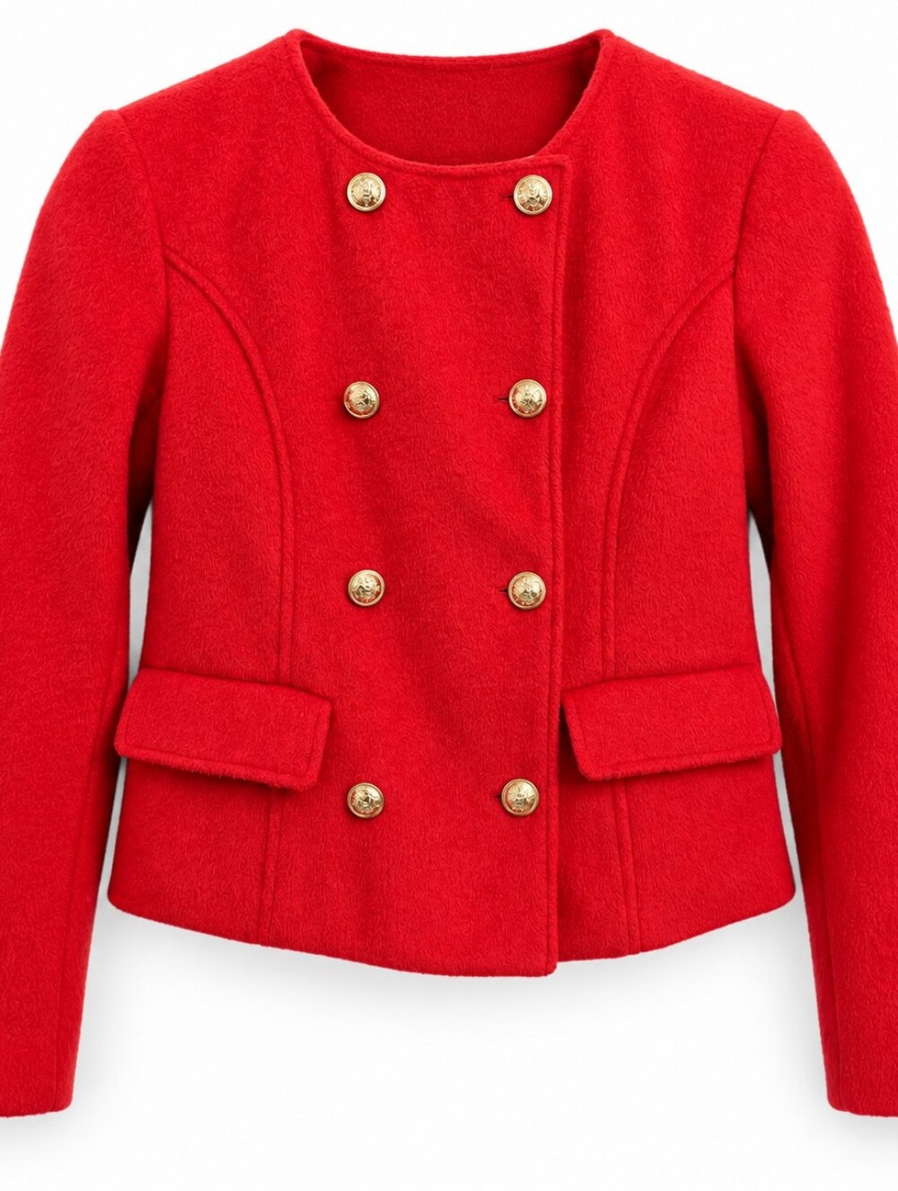 Maeve Anthro Red Military Jacket Gold Buttons XS